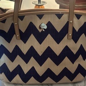 Kate Spade Navy and Beige Chevron Tote